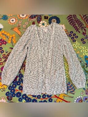 Cat & Jack M (7-8) Marled Gray Open-Front Cardigan Sweater
